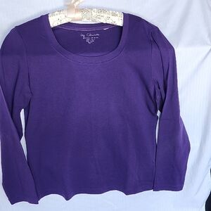 Chico's Vibrant Purple Crew Neck LS Top